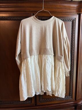 Altar'd State Beige and White Layered Mini Dress